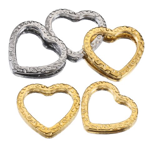 Stainless Steel Hollow Love Embossed Pattern Small Love Titanium Steel Real Gold Color Retaining Diy Necklace Pendant Accessories