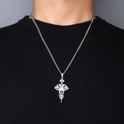 Hip-Hop Lotus 201 Stainless Steel Hollow Out Unisex Pendant Necklace