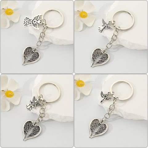 Simple Style Classic Style Commute Angel Wings Heart Shape Alloy Plating Bag Pendant Keychain