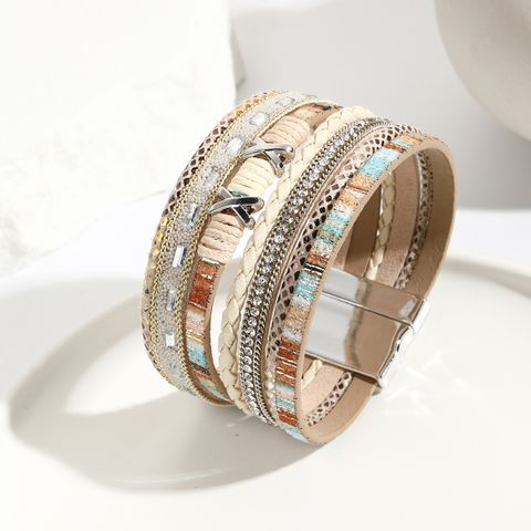 Simple Style Letter Pu Leather Layered Women's Bangle