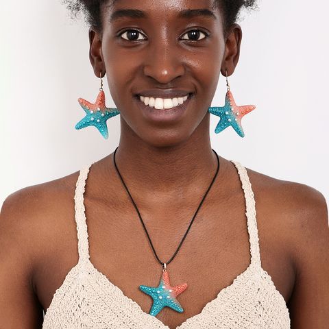 Cute Beach Starfish Arylic Women's Jewelry Set