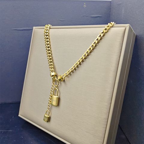 201 Stainless Steel 304 Stainless Steel Exaggerated Modern Style Letter Lock Double Layer Necklaces