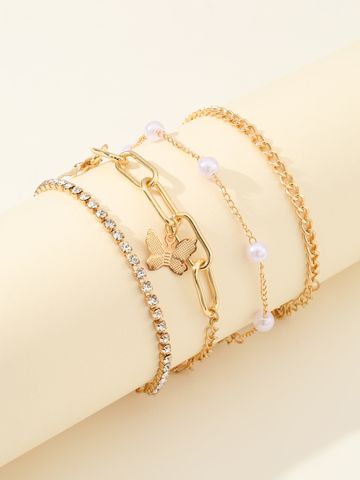 Fashion Beach Butterfly Rhinestones Alloy Wholesale Anklet