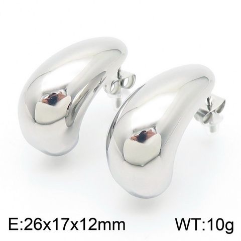 1 Pair Basic Water Droplets Plating Titanium Steel 18K Gold Plated Ear Studs