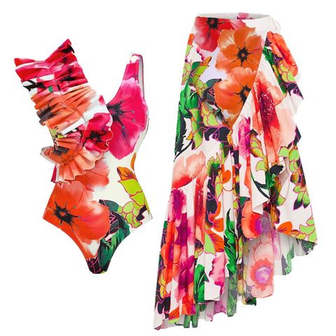 Women's Vacation Ditsy Floral 1 Piece One Pieces Swimwear