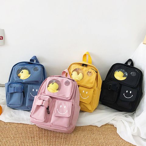 Unisex Small Nylon Cartoon Cute Square Zipper Functional Backpack