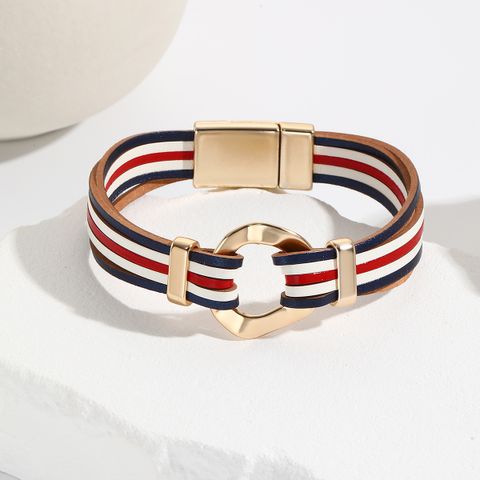 Ethnic Style Classic Style Circle Pu Leather Copper Plating Women's Bangle