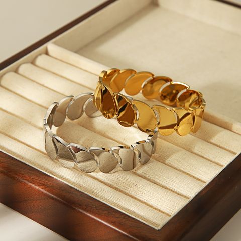304 Stainless Steel 18K Gold Plated Vintage Style Formal Simple Style Plating Water Droplets Bangle