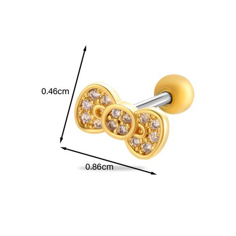 1 Piece Ear Cartilage Rings & Studs Simple Style Classic Style Star Heart Shape Bow Knot Copper Heart Star Bowknot Zircon Ear Cartilage Rings & Studs