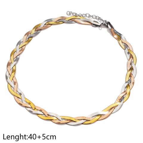 304 Stainless Steel Casual Simple Style Plating Braid Geometric Bracelets Necklace