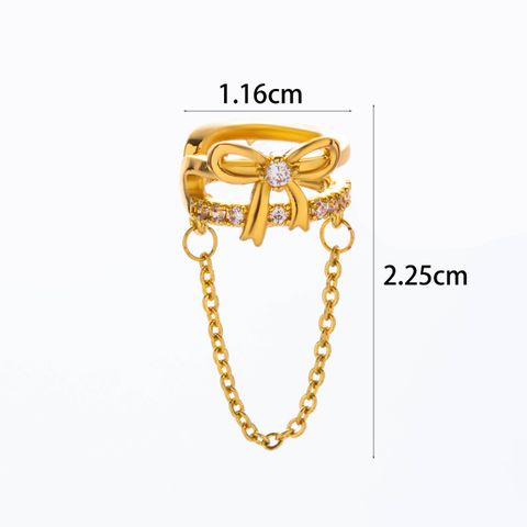 1 Piece Simple Style Classic Style Heart Shape Flower Bow Knot Inlay Copper Zircon Ear Cuffs