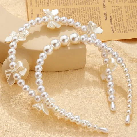 Women's Sweet Bow Knot Imitation Pearl Beaded Hair Band