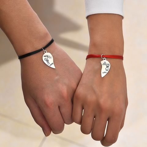 Basic Simple Style Classic Style Human Geometric Alloy Wax Rope Couple Bracelets