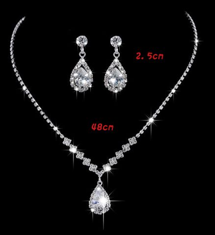 Elegant Lady Bridal Geometric Artificial Crystal Artificial Rhinestones Artificial Crystal Alloy Wholesale Earrings Necklace Jewelry Set