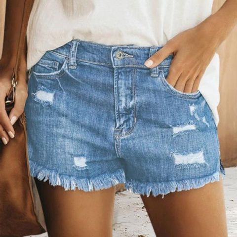 Women's Daily Streetwear Solid Color Shorts Washed Jeans