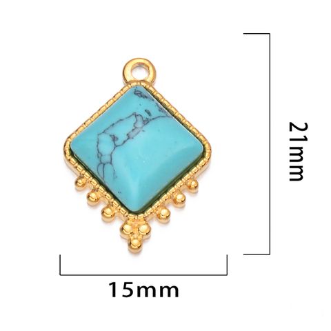French Retro Style Colorful Stainless Steel Square Natural Stone Pendant Jewelry Accessories Diy Earrings Bracelet Accessories