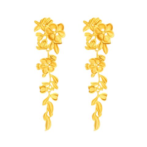 1 Pair IG Style Sweet Leaf Flower Plating Zinc Alloy Drop Earrings