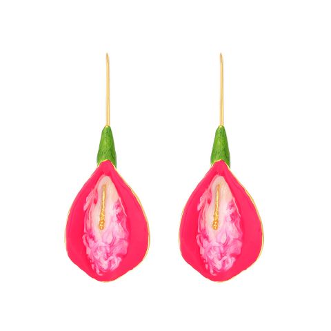 1 Pair IG Style Sweet Flower Enamel Zinc Alloy Drop Earrings