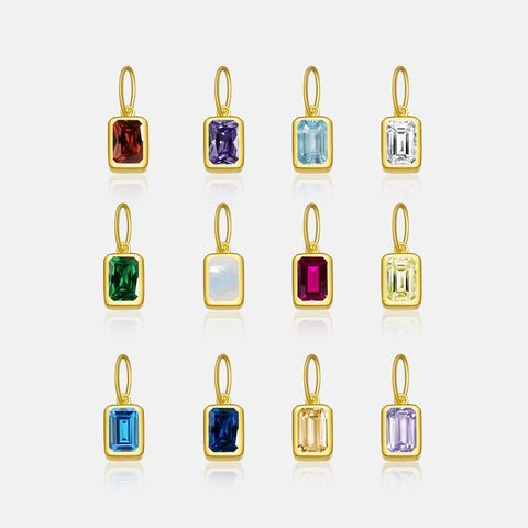 1 Piece 5*8mm Hole 5~5.9mm Sterling Silver Zircon 18K Gold Plated Rectangle Polished Pendant Chain Jump Ring