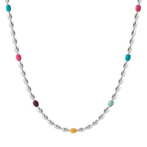 Simple Style Classic Style Color Block Sterling Silver Beaded Women's Bracelets Necklace