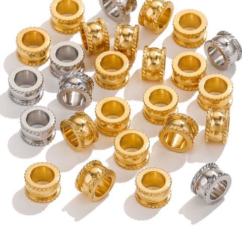 1 Set 304 Stainless Steel Gold Plated Solid Color Beads