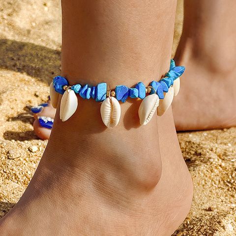 Hawaiian Vacation Modern Style Geometric Alloy Gravel Shell Wholesale Anklet