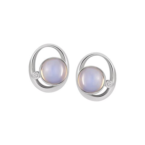 1 Pair Simple Style Classic Style Solid Color Inlay Sterling Silver Opal Ear Studs
