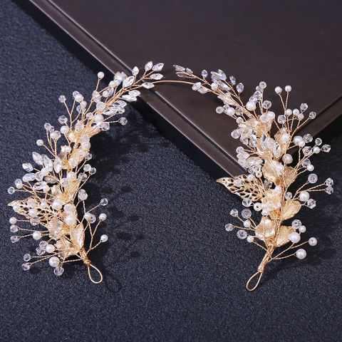 Women's Simple Style Classic Style Leaf Alloy Inlay Rhinestones Hair Band