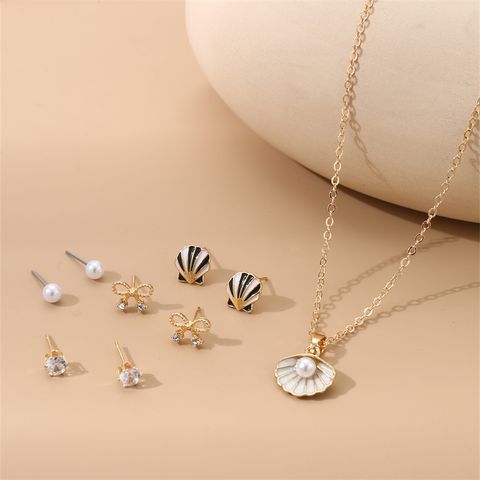 IG Style Modern Style Simple Style Fruit Heart Shape Bow Knot Alloy Inlay Artificial Pearls Rhinestones Women's Earrings Necklace
