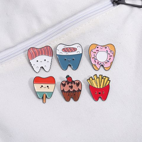 Cartoon Style Cute Cowboy Style Ice Cream Teeth Strawberry Alloy Stamping Stoving Varnish Women's Brooches