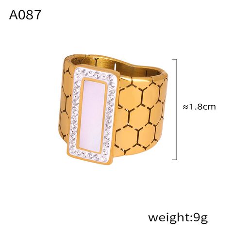 304 Stainless Steel 18K Gold Plated Elegant Vintage Style French Style Plating Inlay Hexagon Quadrilateral Acrylic Rhinestones Shell Jewelry Set