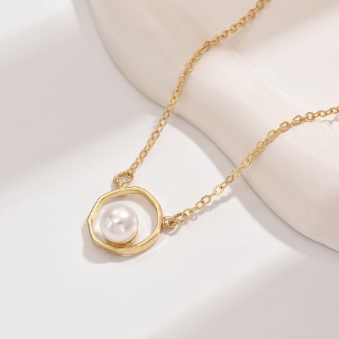 Basic Modern Style Classic Style Geometric Alloy Inlay Artificial Pearls Women's Pendant Necklace