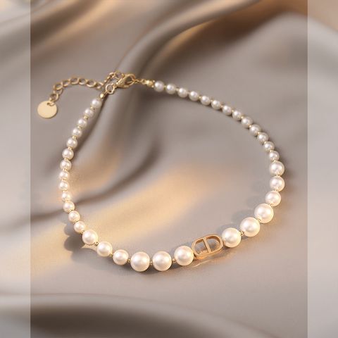 Basic Modern Style Classic Style Solid Color Artificial Pearl Glass Inlay Artificial Pearls Glass Women's Bracelets Necklace