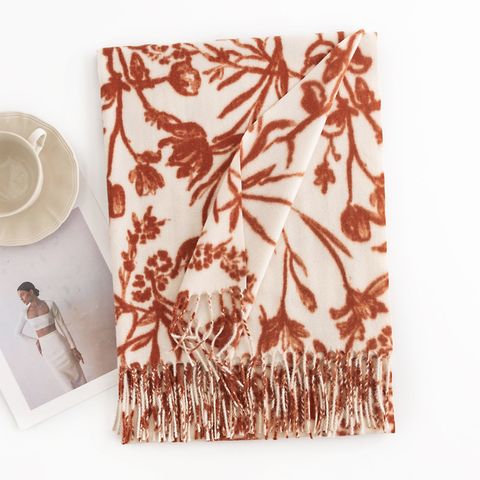 Women's Simple Style Flower Polyester Printing Scarf