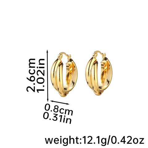 1 Pair Modern Style Classic Style Geometric Plating Copper Gold Plated Hoop Earrings