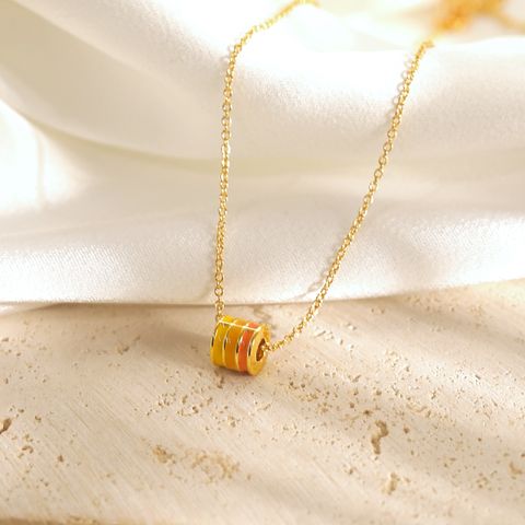 Wholesale Jewelry IG Style Fairy Style Sweet Flower Copper Copper Alloy Zircon Enamel Inlay Pendant Necklace