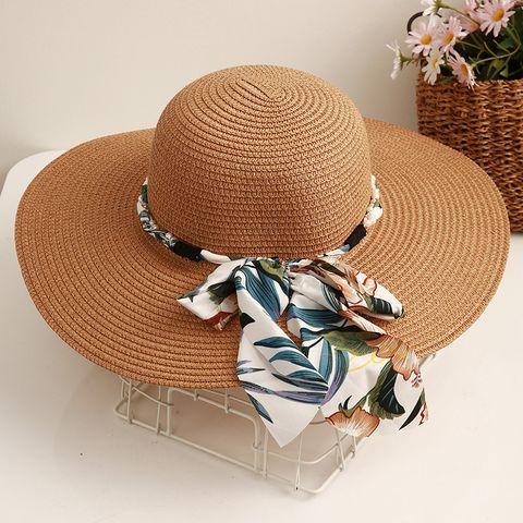 Women's Vacation Sweet Solid Color Big Eaves Sun Hat