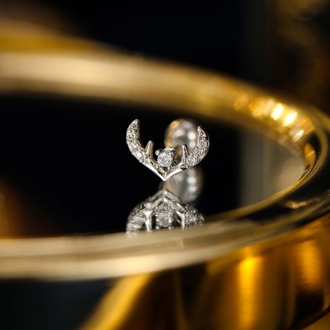1 Piece Simple Style Classic Style Antlers Plating Inlay Copper Zircon 18K Gold Plated Palladium White K Ear Studs