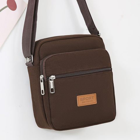 Men's Small Canvas Solid Color Basic Classic Style Zipper Crossbody Bag