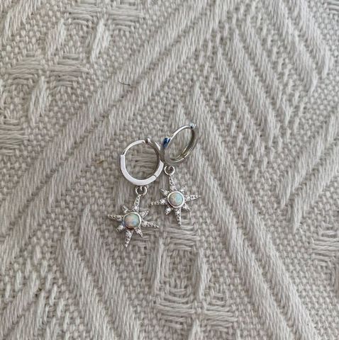 Simple Style Star Sterling Silver Inlay Opal Zircon Drop Earrings 1 Pair
