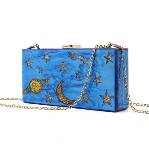 Women's Medium Arylic Star Moon Vintage Style Lock Clasp Square Bag