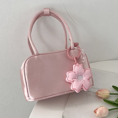 Women's Medium Satin Solid Color Basic Classic Style Zipper Handbag