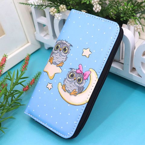 Women's Owl Pu Leather Zipper Wallets