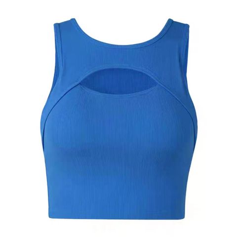 Mujeres Estilo Simple Color Sólido Nylon Cuello En U Tops Activos Chaleco