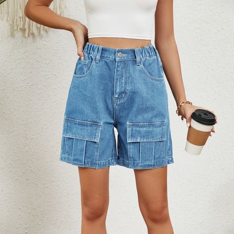 Women's Holiday Daily Streetwear Solid Color Shorts Pocket Cargo Pants Jeans
