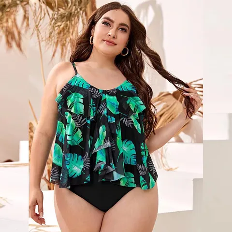 Women's Ditsy Floral 2 Pieces Set Plus Size Swimwear Swimwear