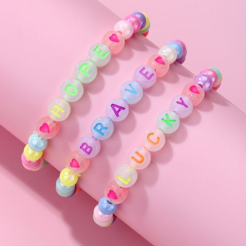 Süß Handgemacht Romantisch Brief Perlen Imitationsperle Großhandel Armbänder