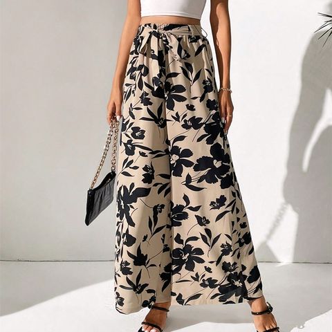 Women's Daily Casual Plant Full Length Printing Wide Leg Pants