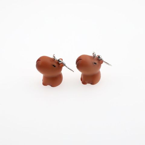 1 Pair Casual Cute Simple Style Capybara Alloy Resin Drop Earrings
