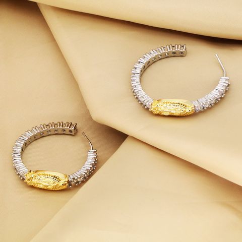 1 Pair Simple Style Star Bear Heart Shape Plating Copper Zircon 18K Gold Plated Earrings